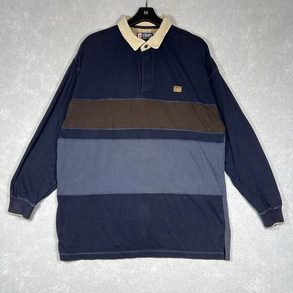 VTG Chaps Ralph Lauren Rugby Polo Shirt Corduroy Men XL Fishing 01978 Colorblock - Picture 4 of 12